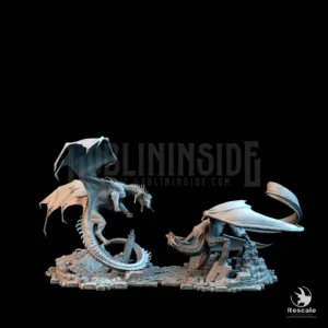 Black vs Silver Dragon Diorama